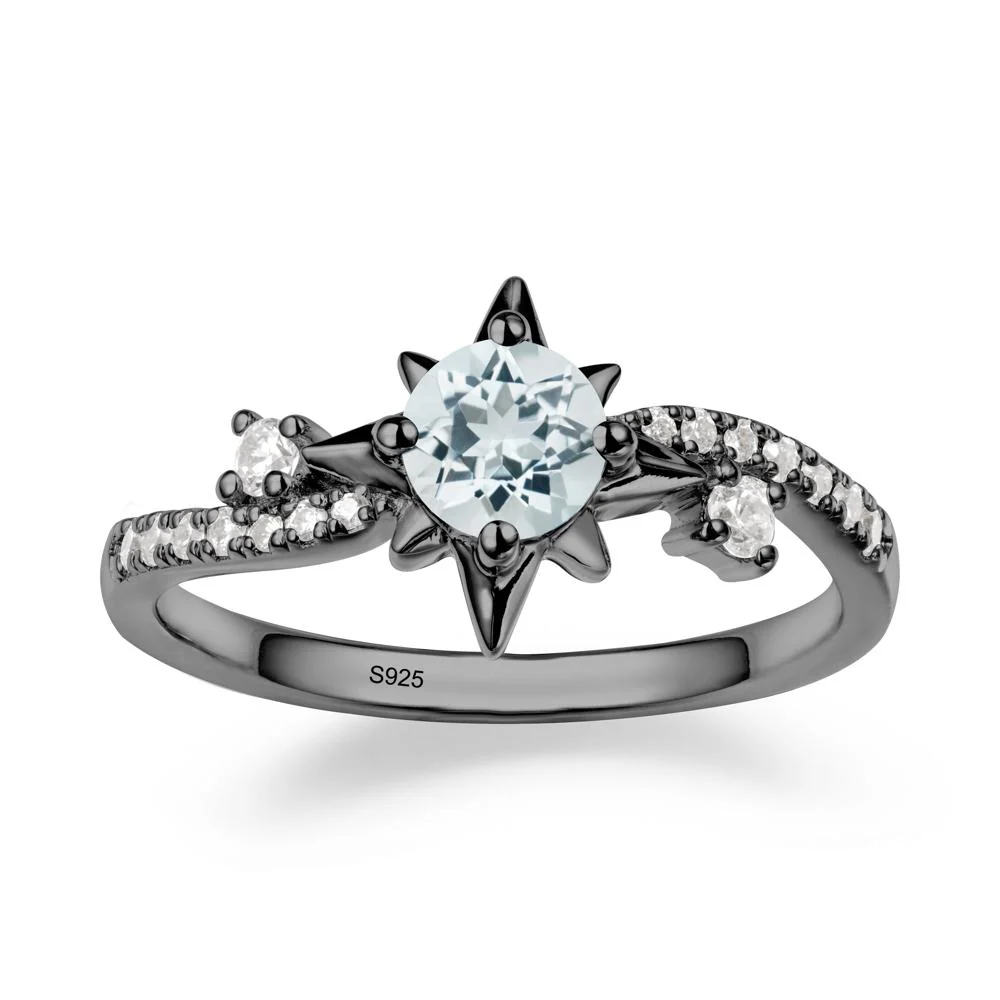 8-Pointed Star Round Aquamarine Ring - Image 8