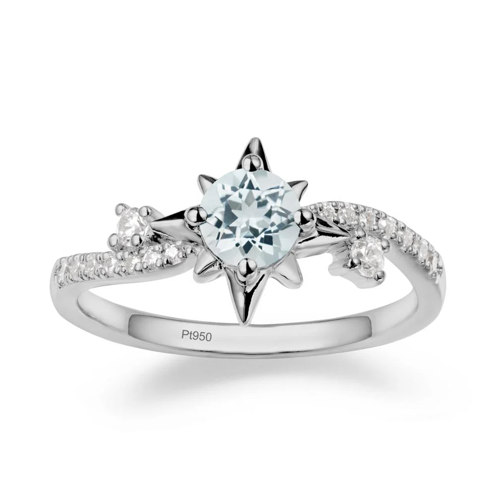 8-Pointed Star Round Aquamarine Ring - Image 9