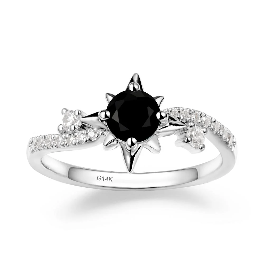 8-Pointed Star Round Black Spinel Sterling Silver Ring - Image 3