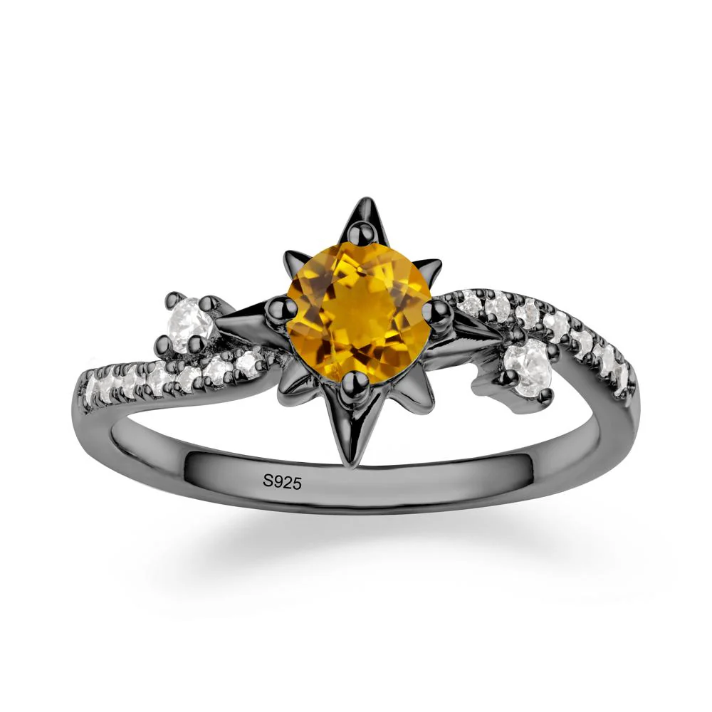 8-Pointed Star Round Citrine Ring