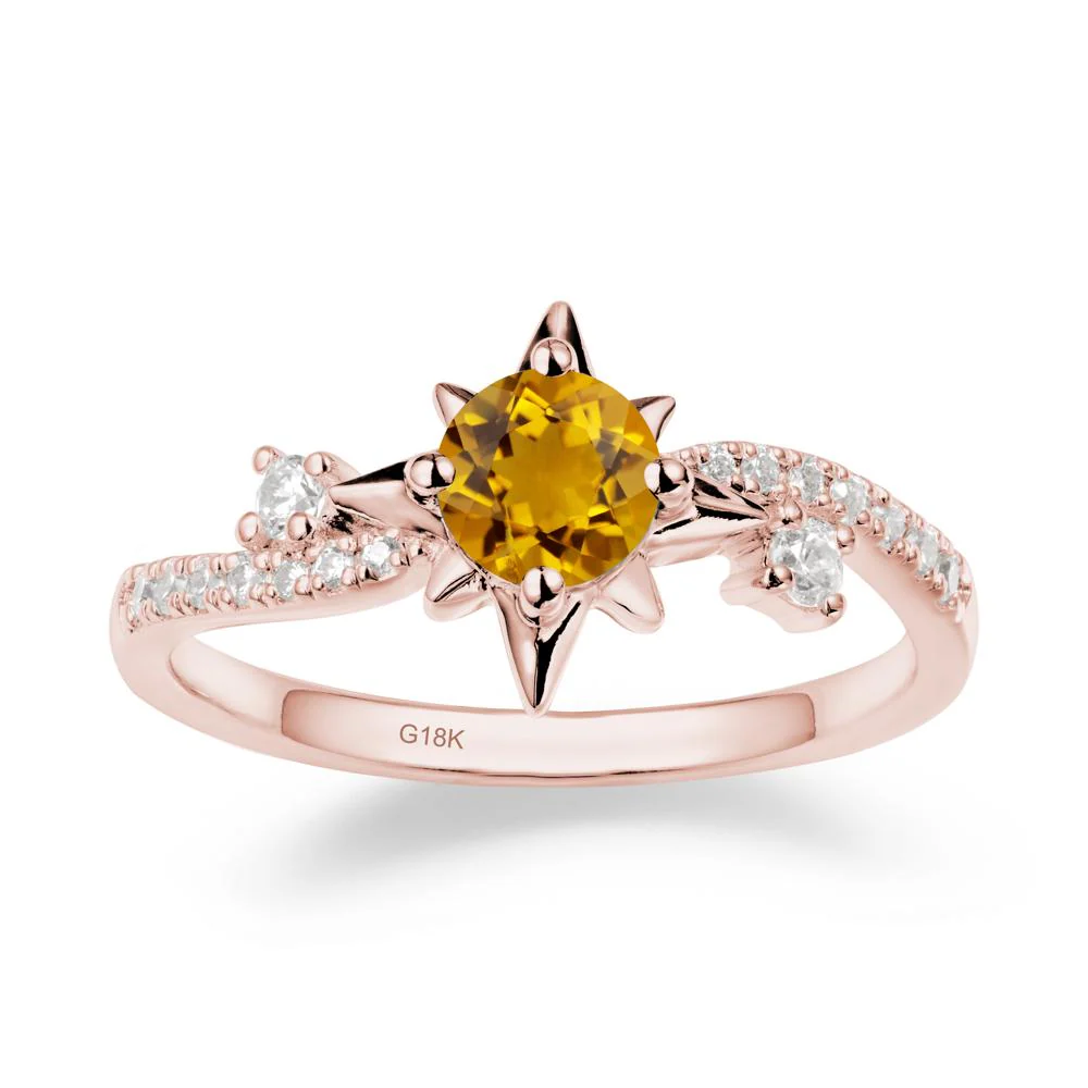 8-Pointed Star Round Citrine Ring - Image 5