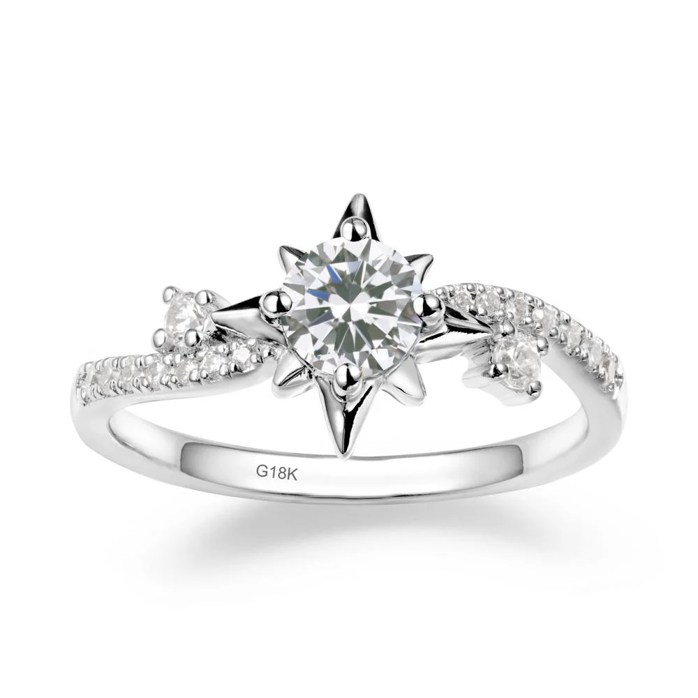 8-Pointed Star Round Cubic Zirconia Sterling Silver Ring - Image 6