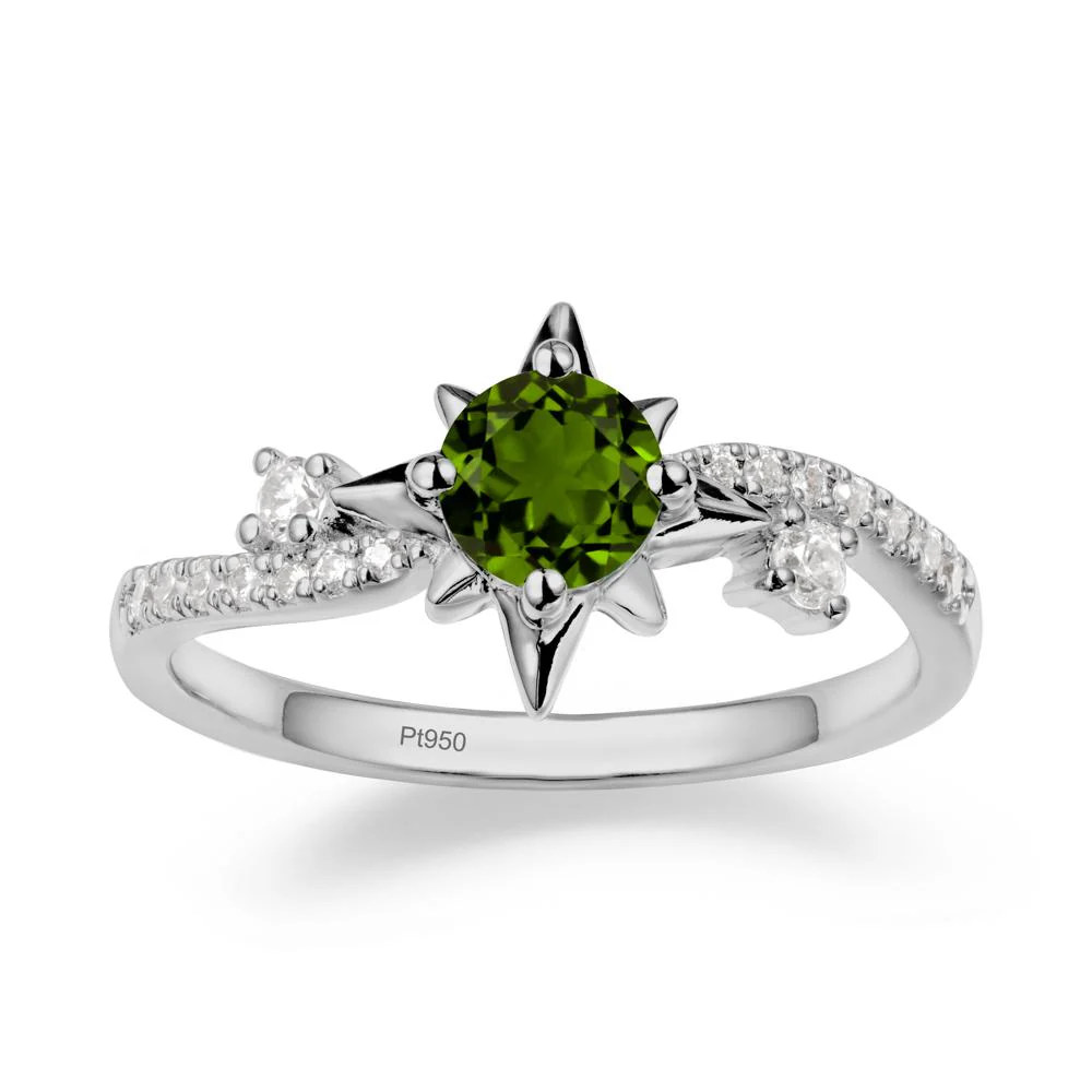 8-Pointed Star Round Diopside Sterling Silver Ring - Image 8