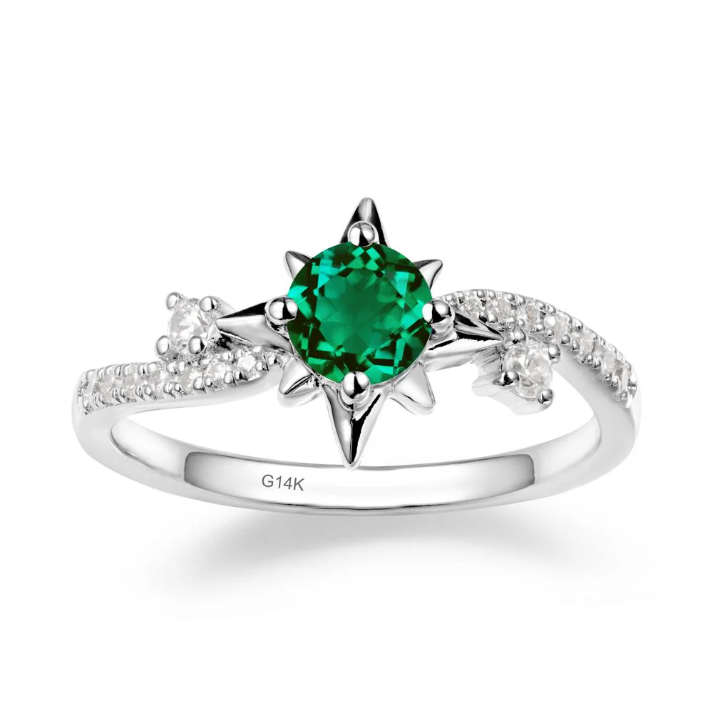 8-Pointed Star Round Emerald Ring - Image 2