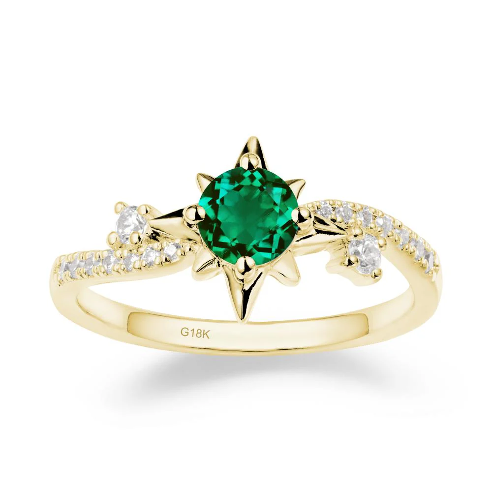8-Pointed Star Round Emerald Ring - Image 6