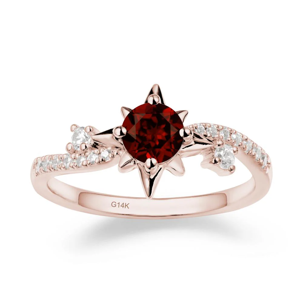 8-Pointed Star Round Garnet Sterling Silver Ring - Image 2