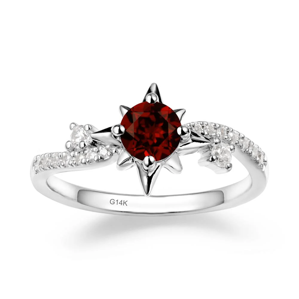 8-Pointed Star Round Garnet Sterling Silver Ring - Image 3