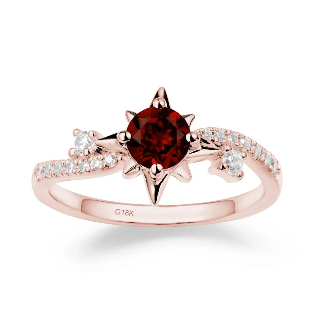 8-Pointed Star Round Garnet Sterling Silver Ring - Image 4