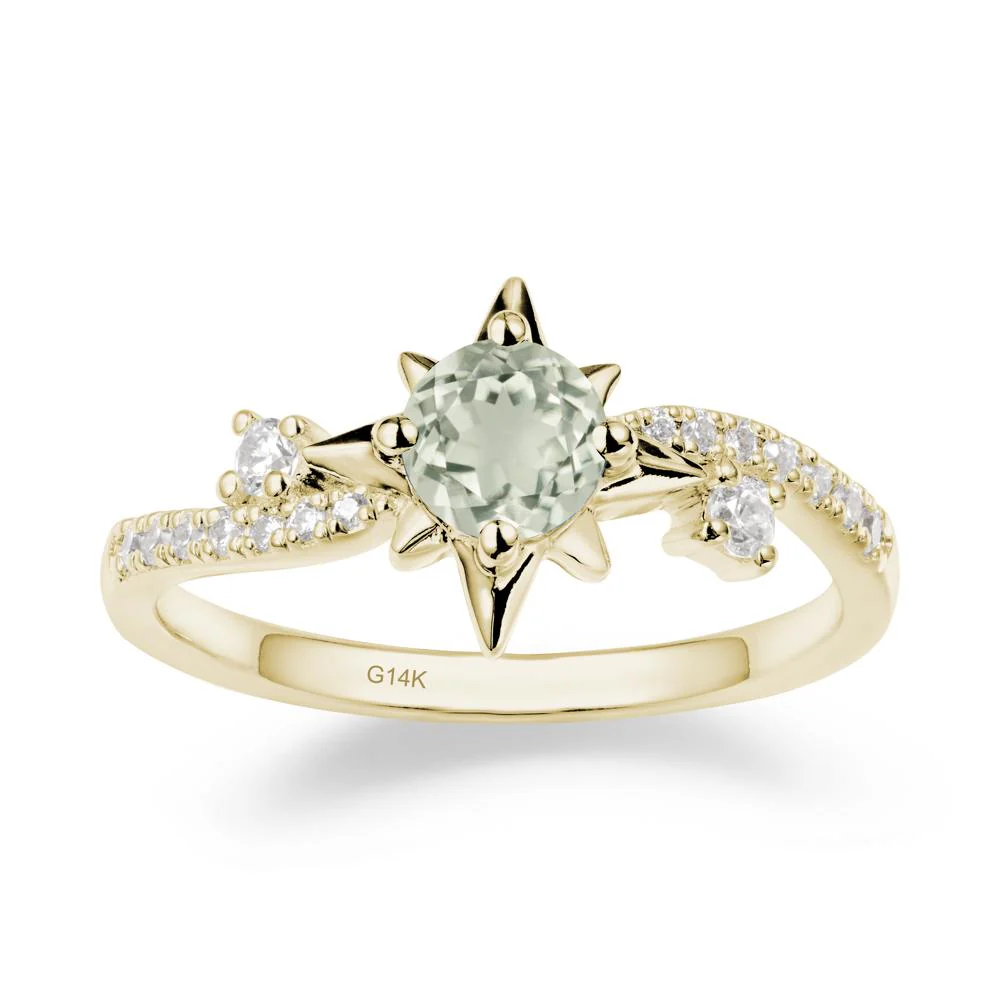 8-Pointed Star Round Green Amethyst Ring - Image 4