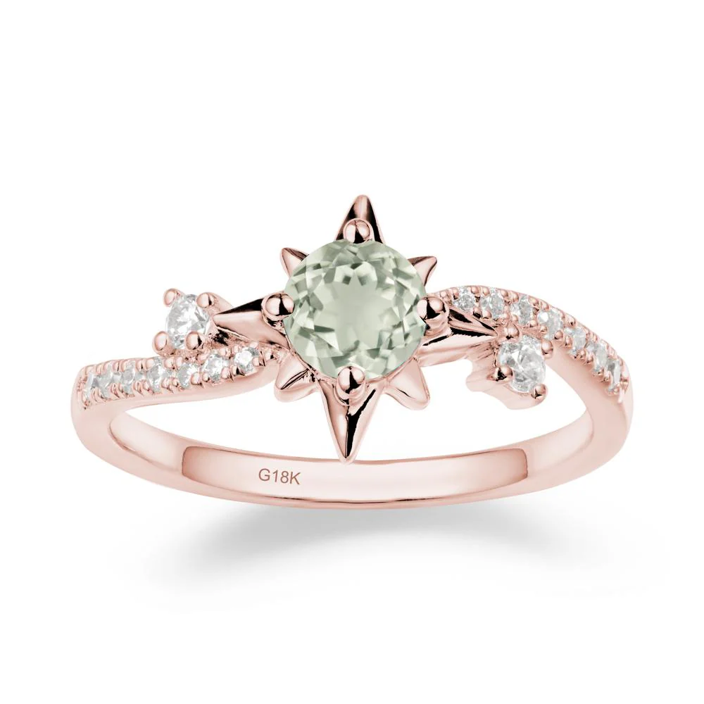 8-Pointed Star Round Green Amethyst Ring - Image 5