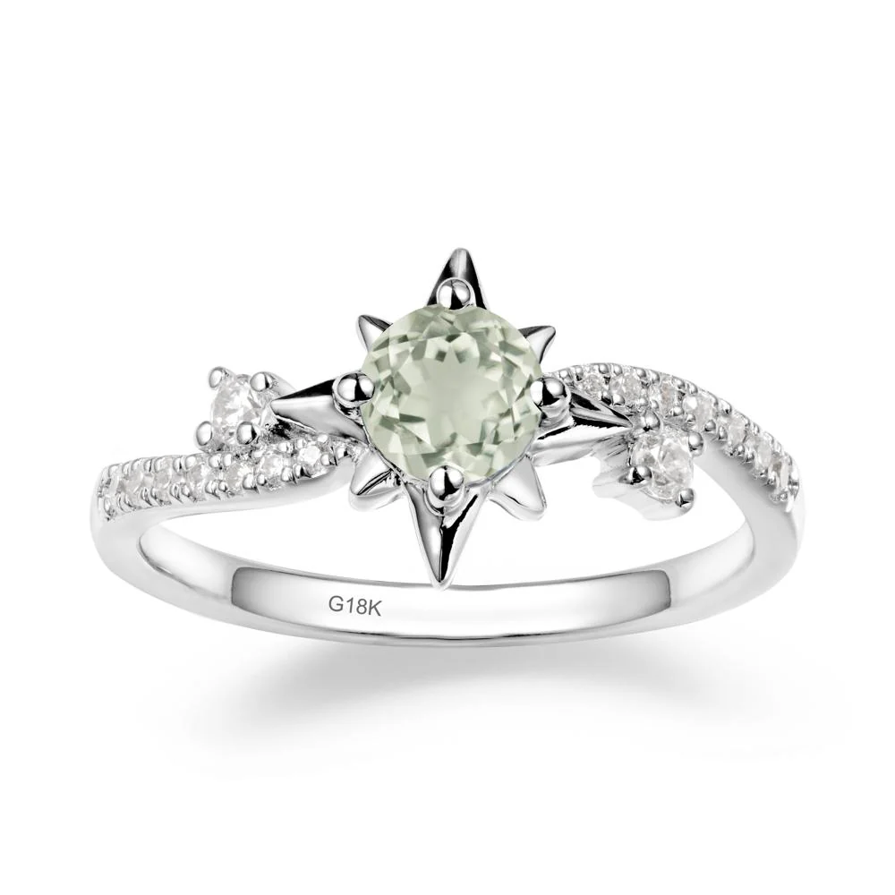 8-Pointed Star Round Green Amethyst Ring - Image 6