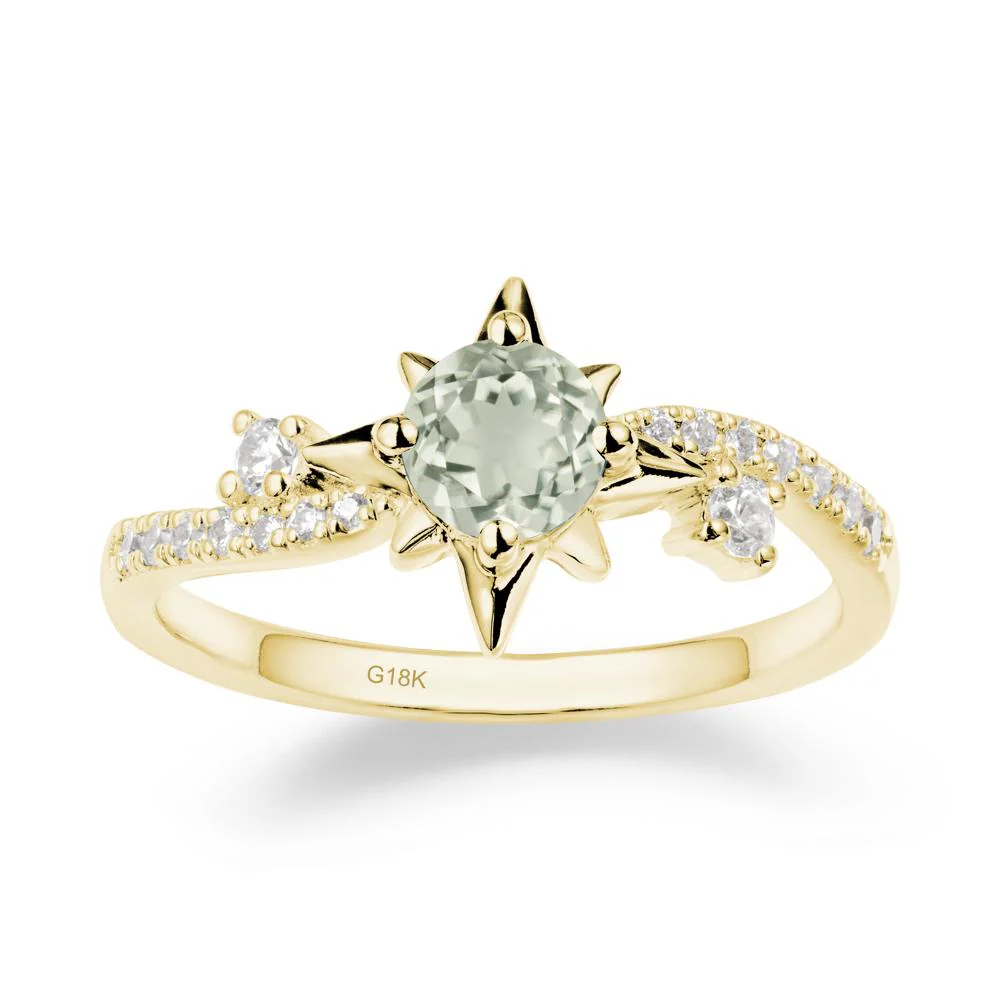 8-Pointed Star Round Green Amethyst Ring - Image 7