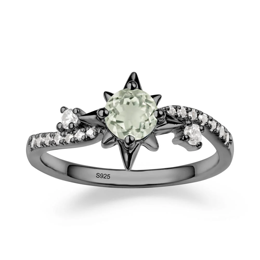 8-Pointed Star Round Green Amethyst Ring - Image 8