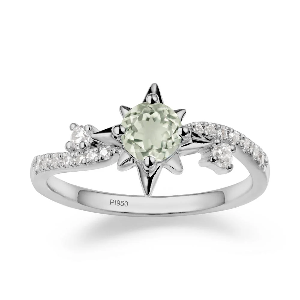8-Pointed Star Round Green Amethyst Ring - Image 9