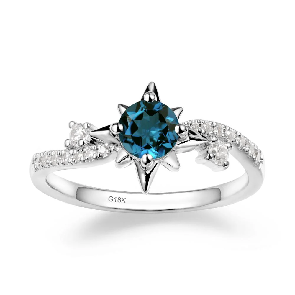 8-Pointed Star Round London Blue Topaz Sterling Silver Ring - Image 6