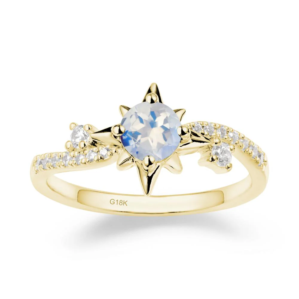 8-Pointed Star Round Moonstone Sterling Silver Ring - Image 7