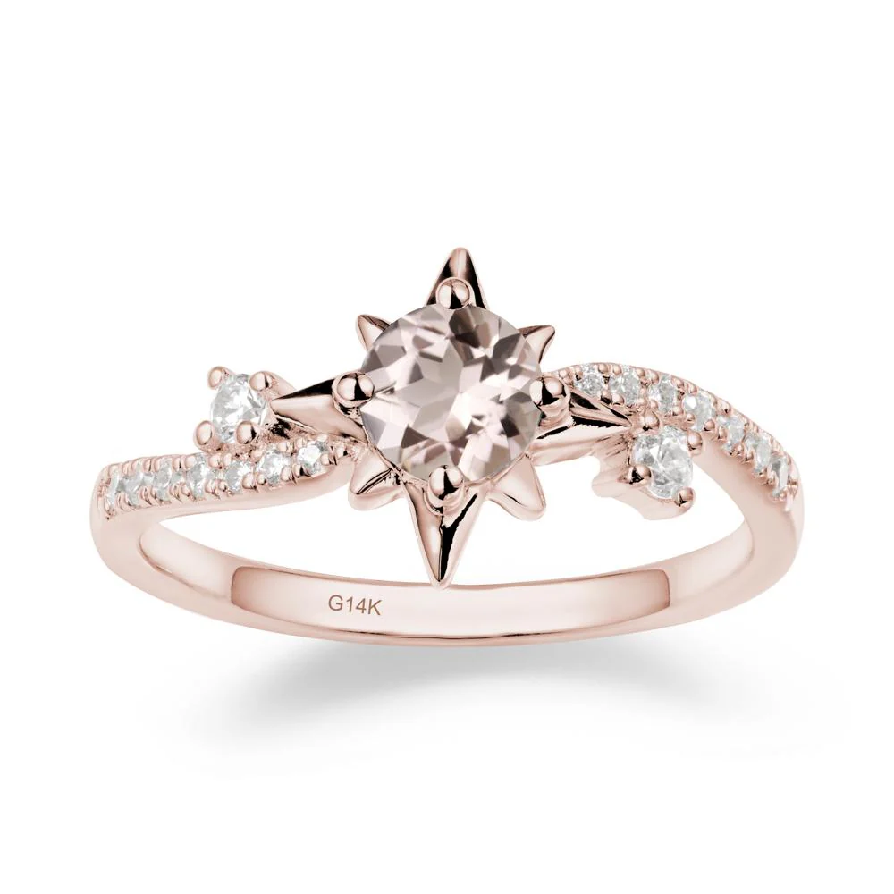 8-Pointed Star Round Morganite Ring - Image 2