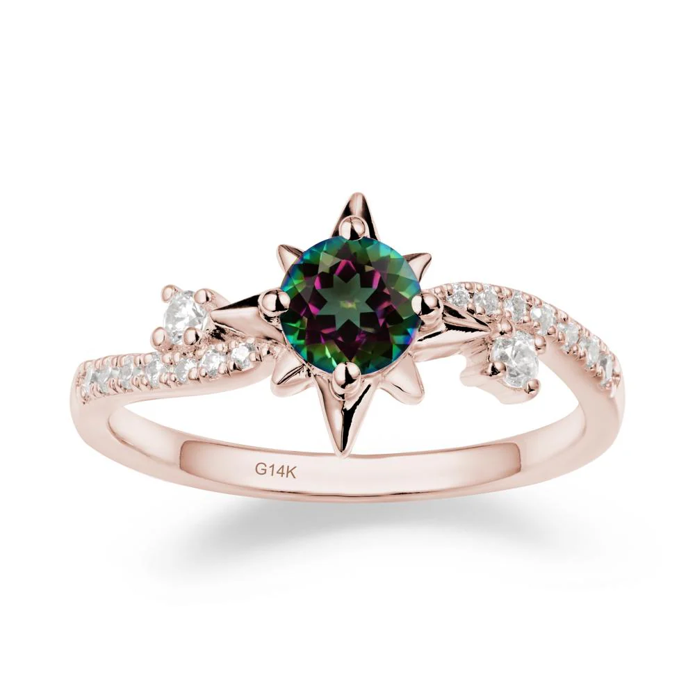 8-Pointed Star Round Mystic Topaz Sterling Silver Ring - Image 2