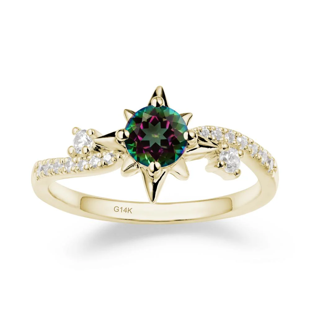 8-Pointed Star Round Mystic Topaz Sterling Silver Ring - Image 3