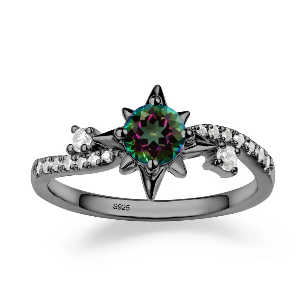 8-Pointed Star Round Mystic Topaz Sterling Silver Ring - Image 7