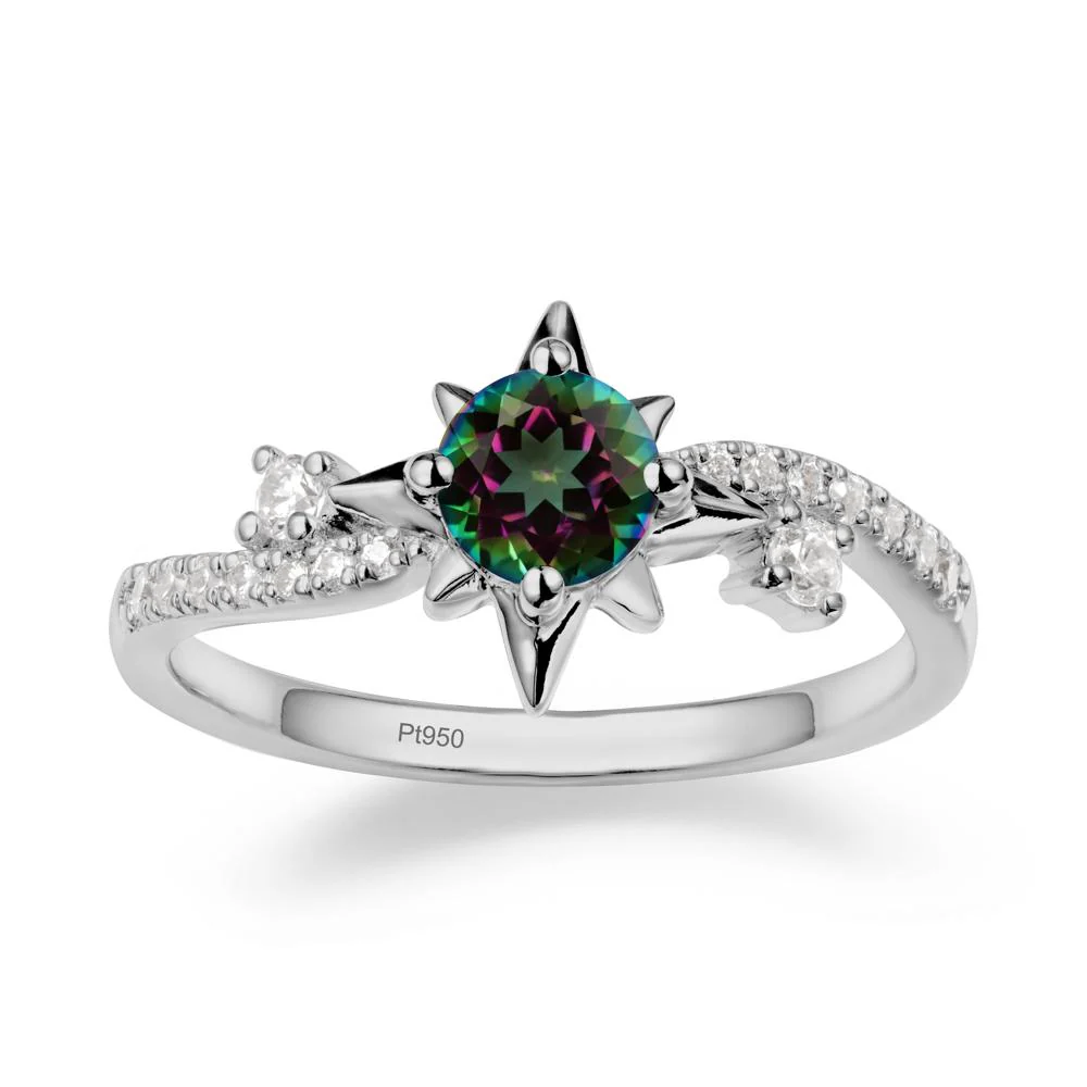 8-Pointed Star Round Mystic Topaz Sterling Silver Ring - Image 8