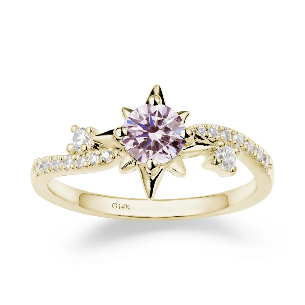 8-Pointed Star Round Pink Cubic Zirconia Ring