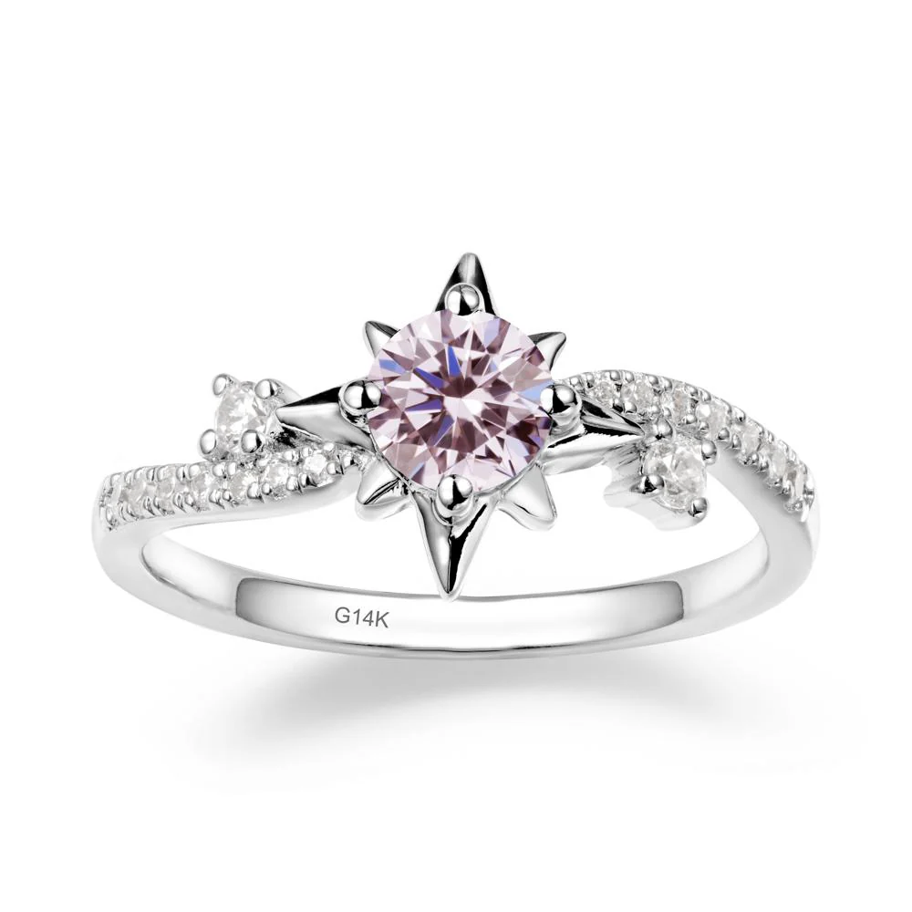 8-Pointed Star Round Pink Cubic Zirconia Ring - Image 3
