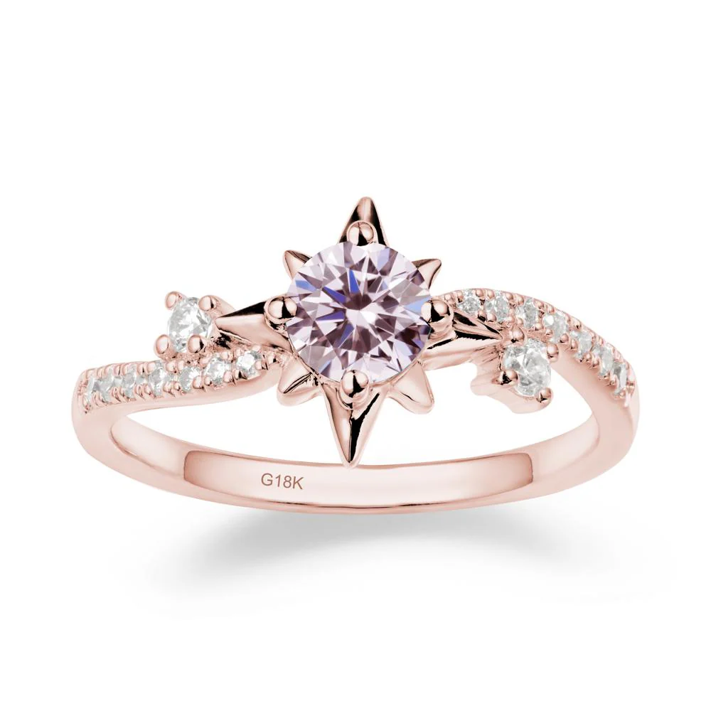8-Pointed Star Round Pink Cubic Zirconia Ring - Image 4