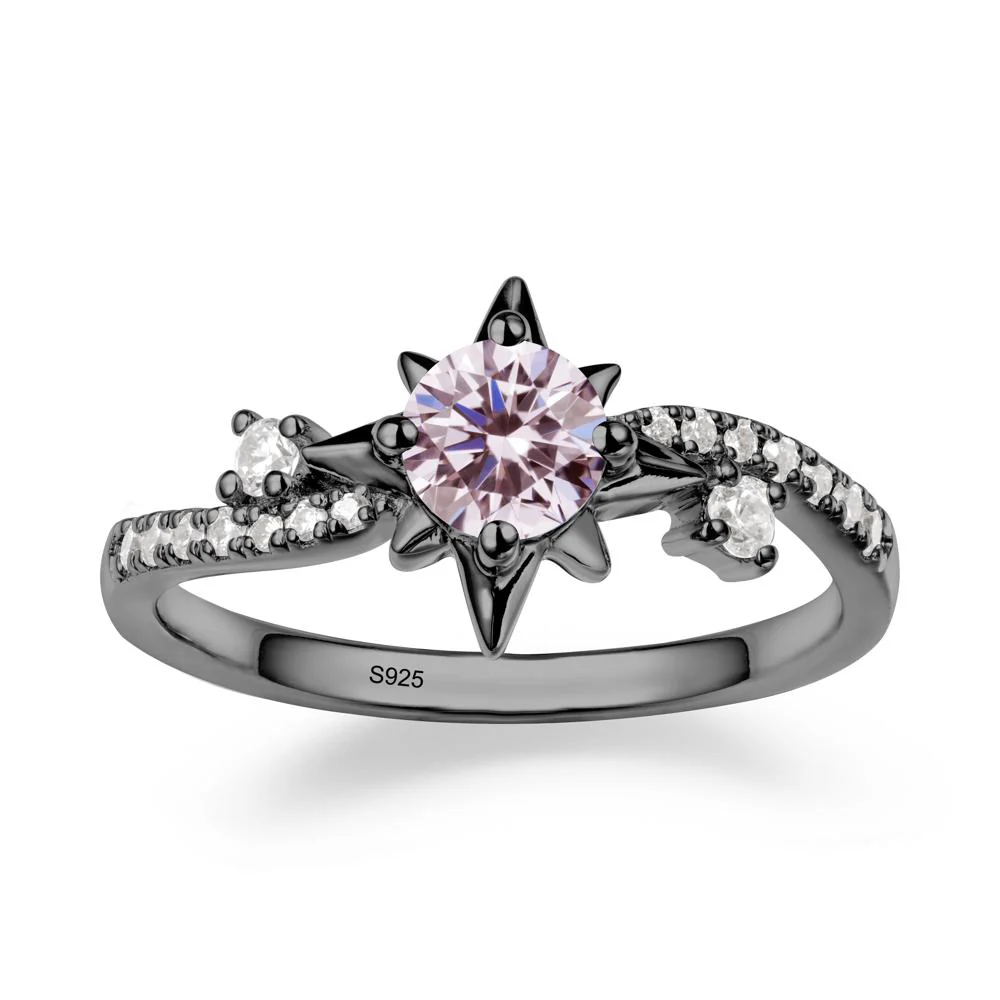 8-Pointed Star Round Pink Cubic Zirconia Ring - Image 7