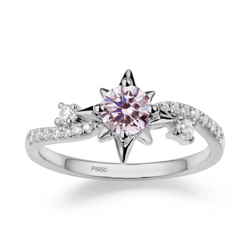 8-Pointed Star Round Pink Cubic Zirconia Ring - Image 8