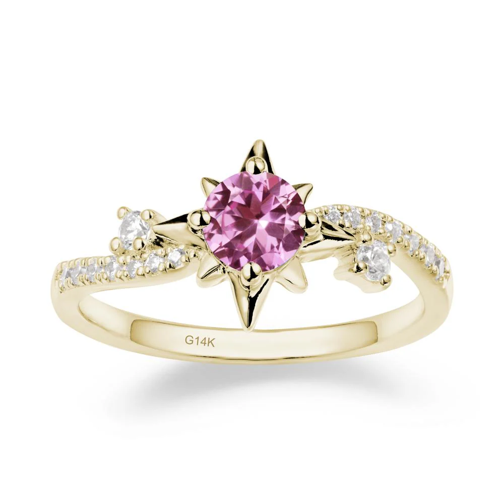 8-Pointed Star Round Pink Sapphire Sterling Silver Ring - Image 3