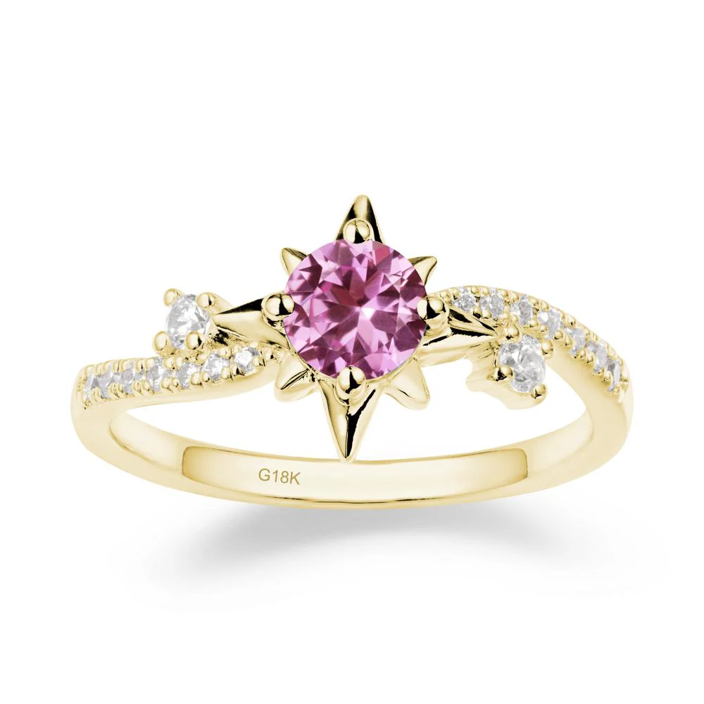 8-Pointed Star Round Pink Sapphire Sterling Silver Ring - Image 6
