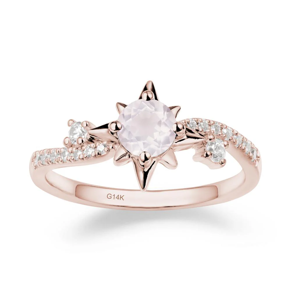 8-Pointed Star Round Rose Quartz Ring - Image 2