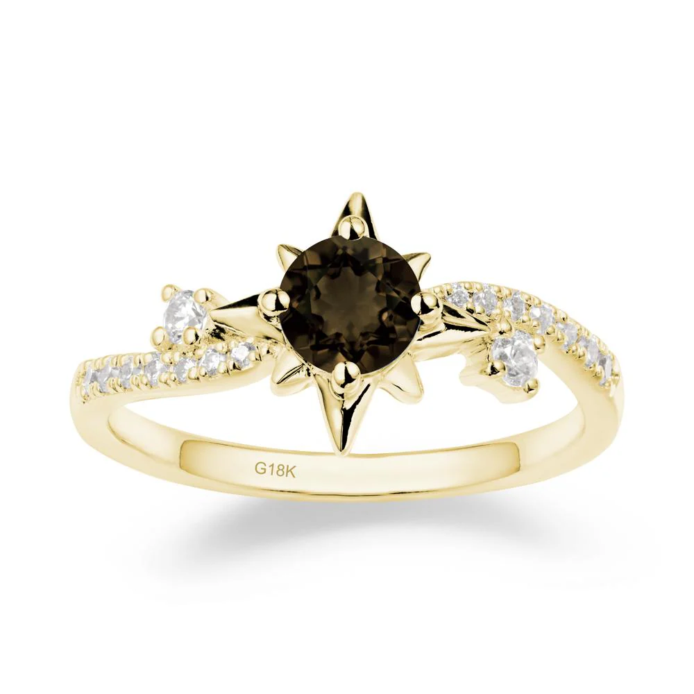 8-Pointed Star Round Smoky Quartz Ring - Image 6