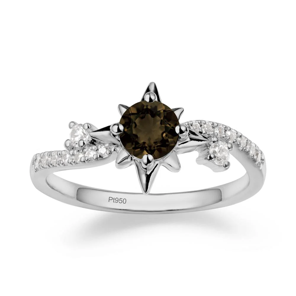 8-Pointed Star Round Smoky Quartz Ring - Image 8