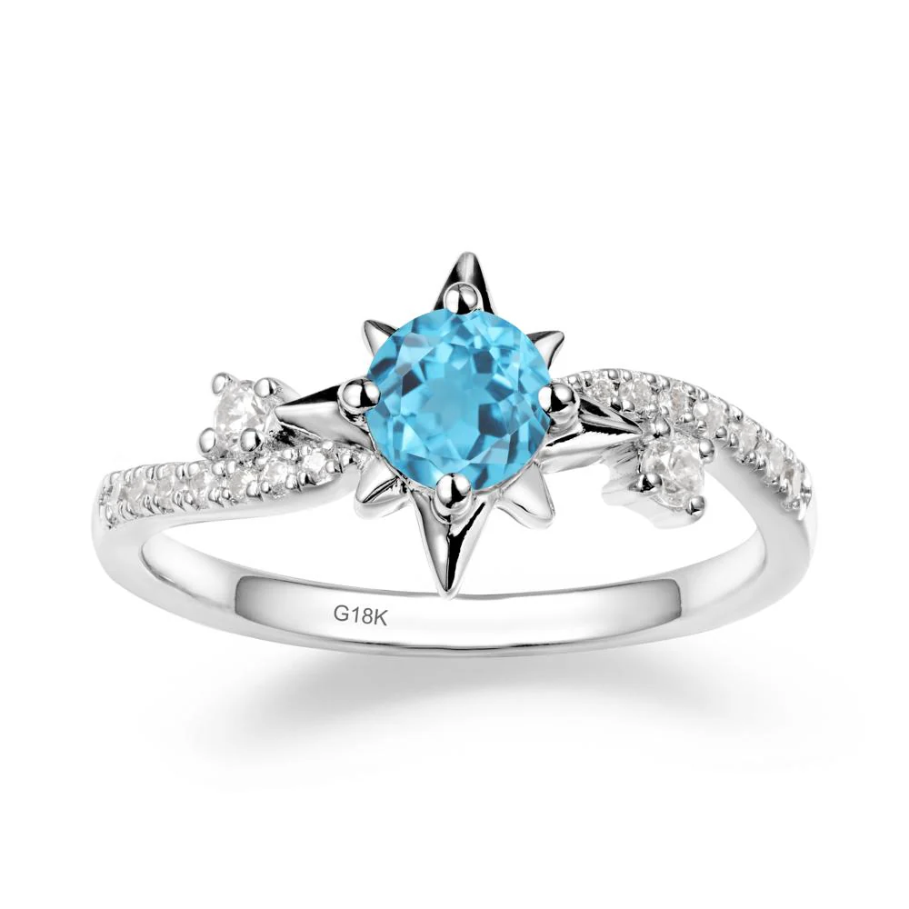 8-Pointed Star Round Swiss Blue Topaz Sterling Silver Ring - Image 5