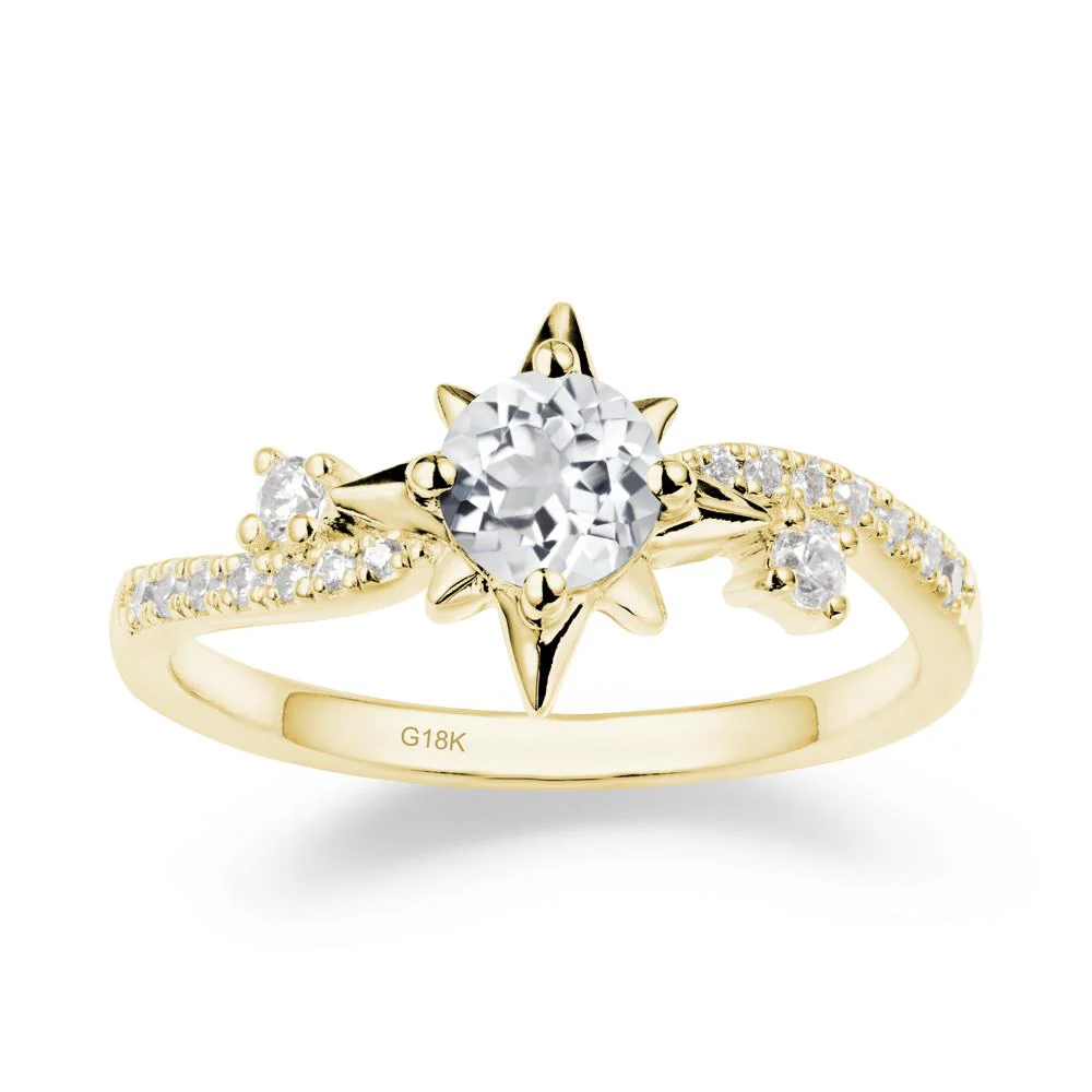 8-Pointed Star Round White Topaz Sterling Silver Ring - Image 7