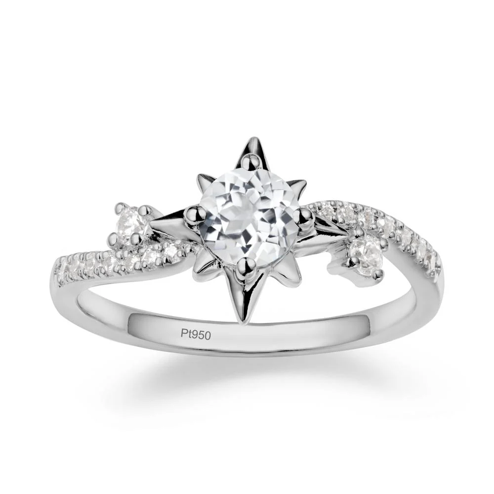 8-Pointed Star Round White Topaz Sterling Silver Ring - Image 8