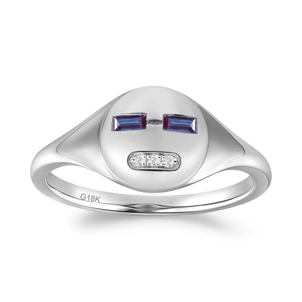 Abstract Face Inspired Alexandrite Signet Ring - Image 5