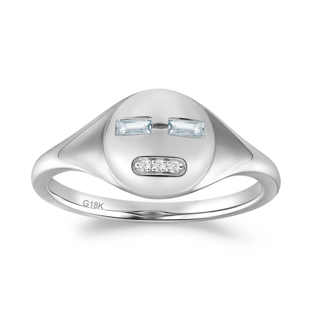 Abstract Face Inspired Aquamarine Signet Ring - Image 3