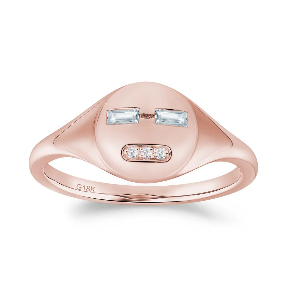 Abstract Face Inspired Aquamarine Signet Ring - Image 9