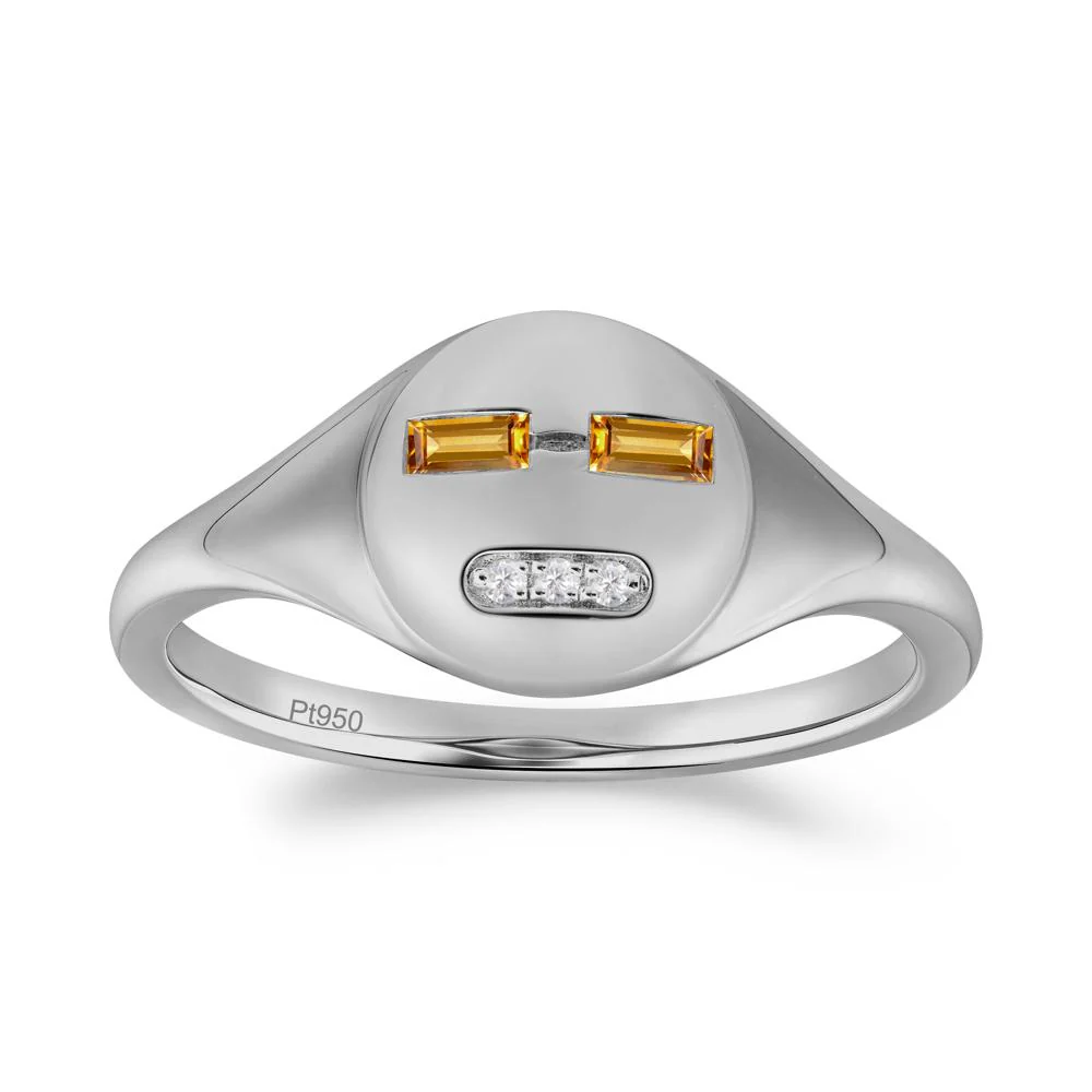 Abstract Face Inspired Citrine Signet Ring - Image 3