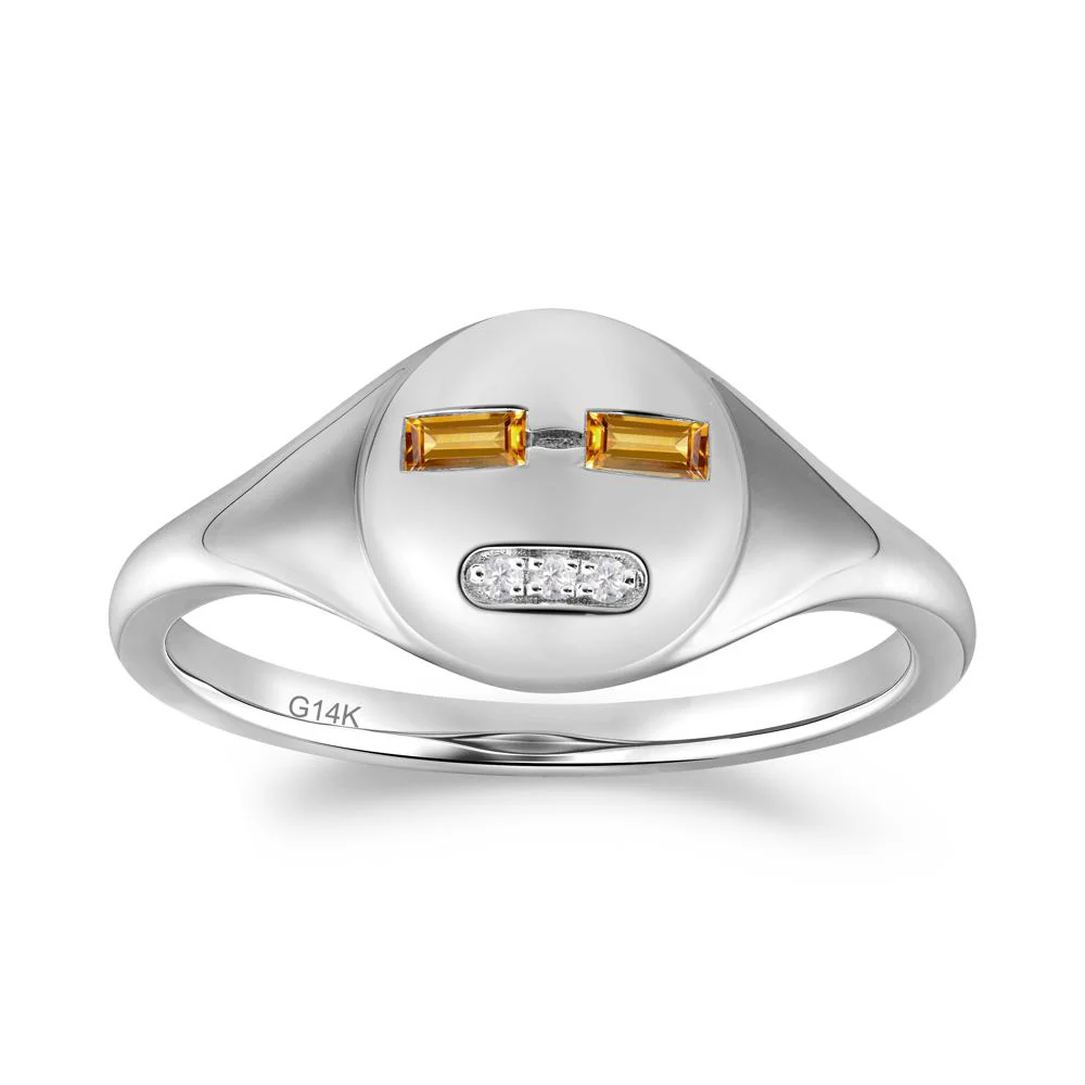 Abstract Face Inspired Citrine Signet Ring - Image 9