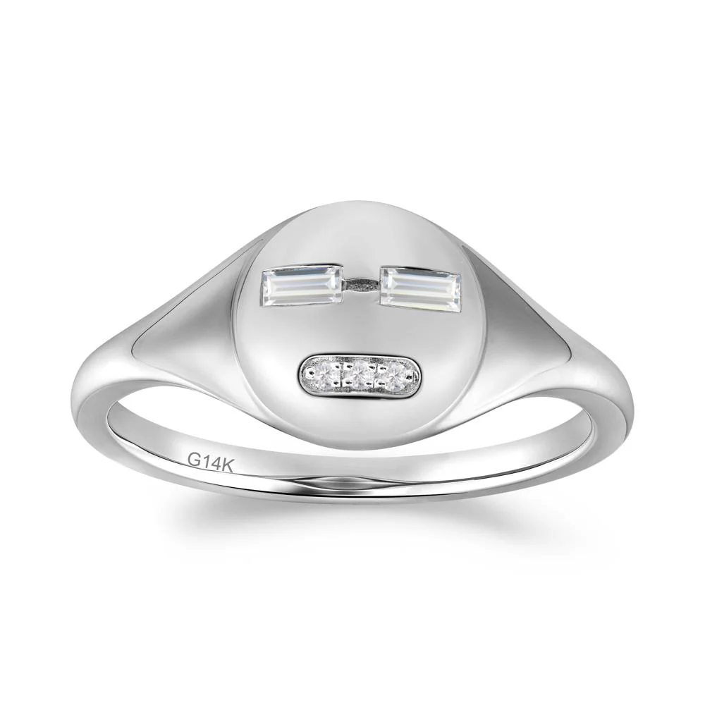 Abstract Face Inspired Cubic Zirconia Signet Ring - Image 2