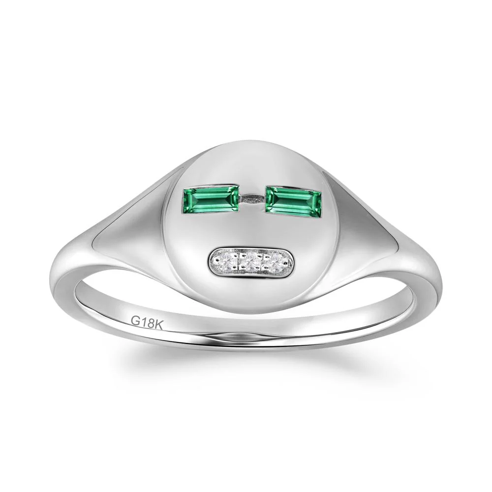 Abstract Face Inspired Emerald Signet Ring - Image 4