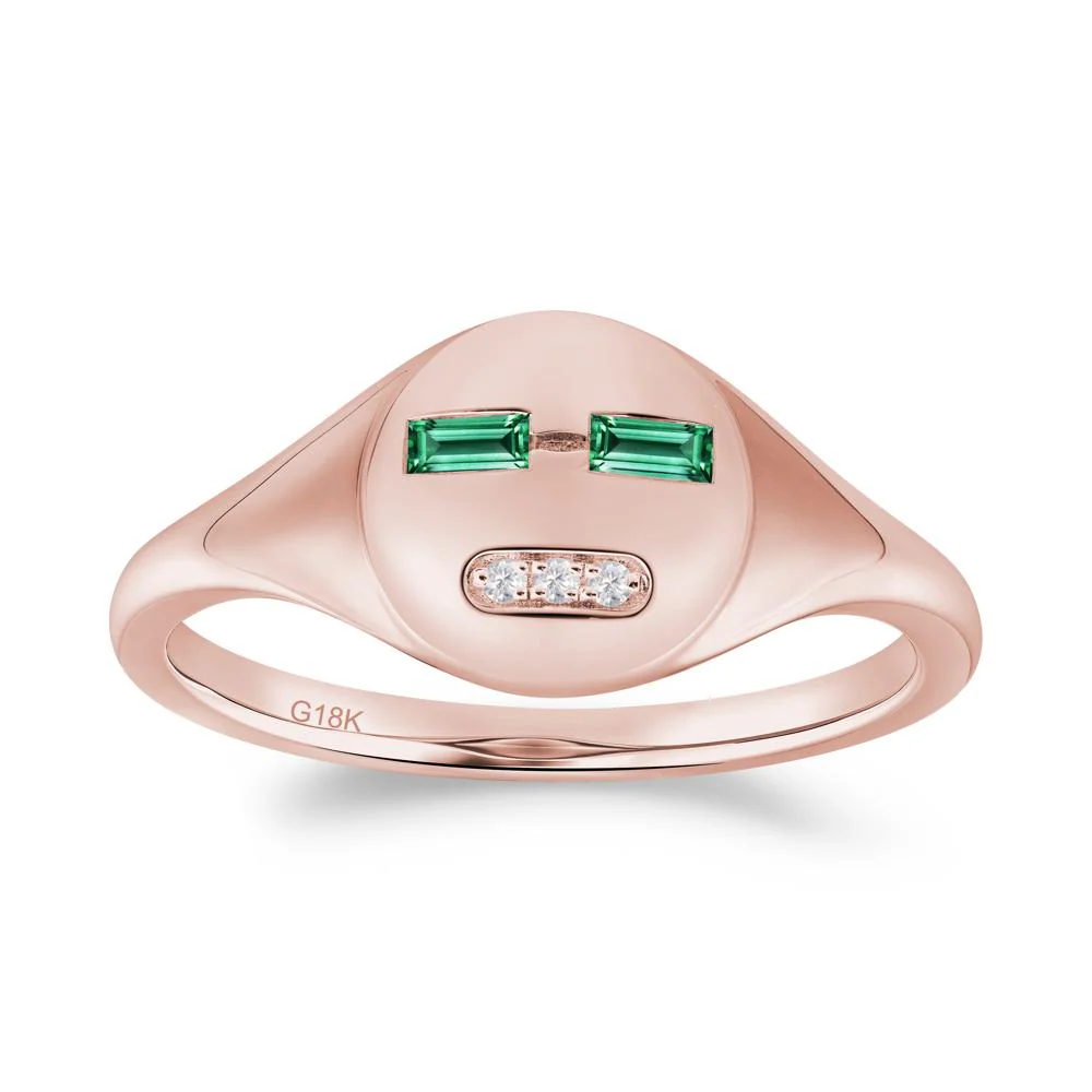 Abstract Face Inspired Emerald Signet Ring - Image 5