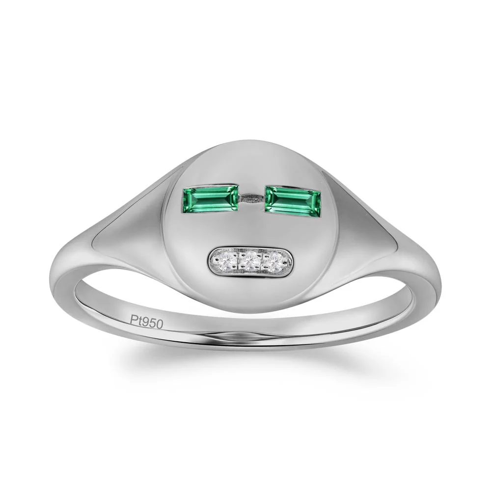 Abstract Face Inspired Emerald Signet Ring - Image 7