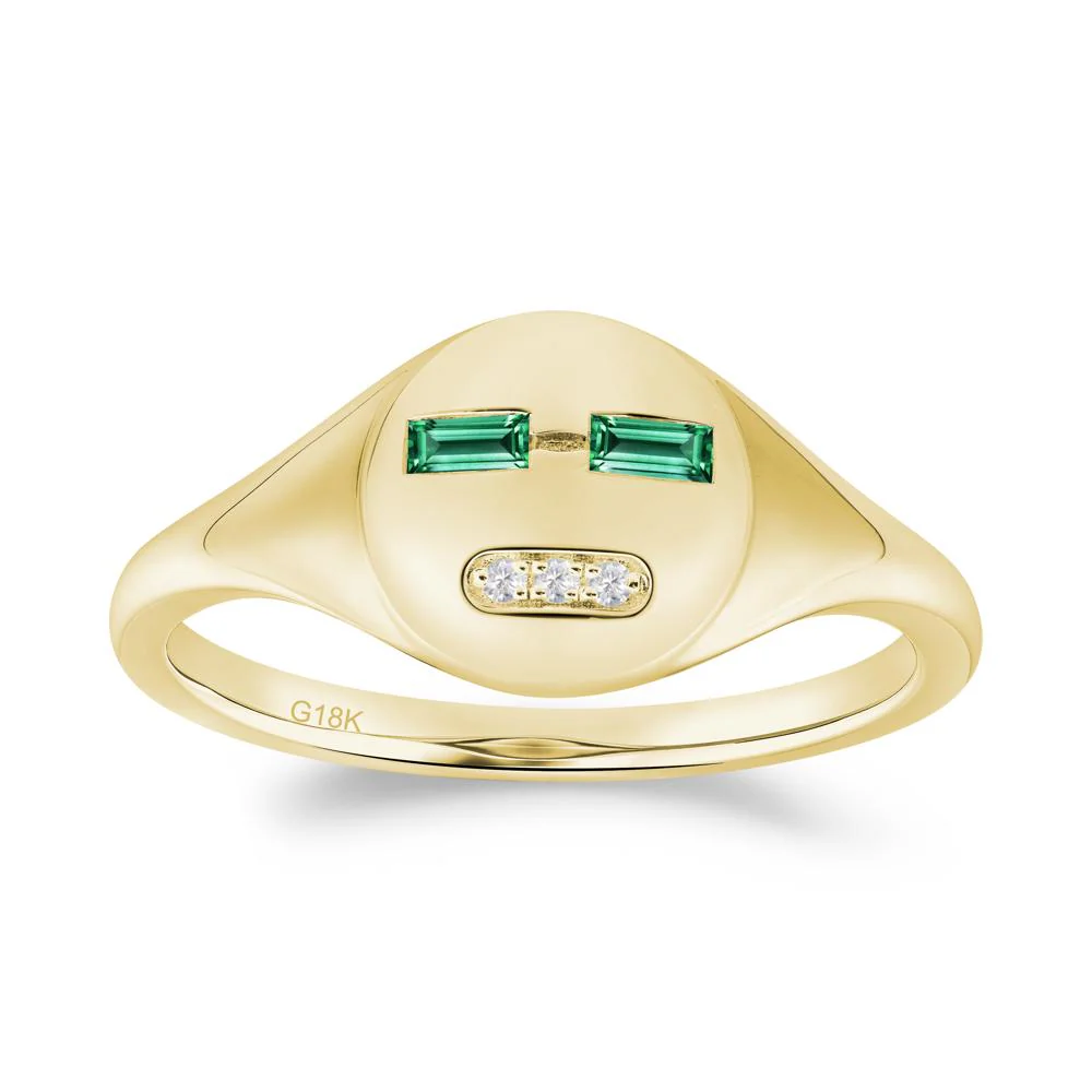 Abstract Face Inspired Emerald Signet Ring - Image 9