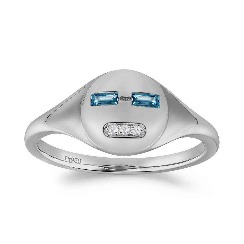 Abstract Face Inspired London Blue Topaz Signet Ring - Image 5