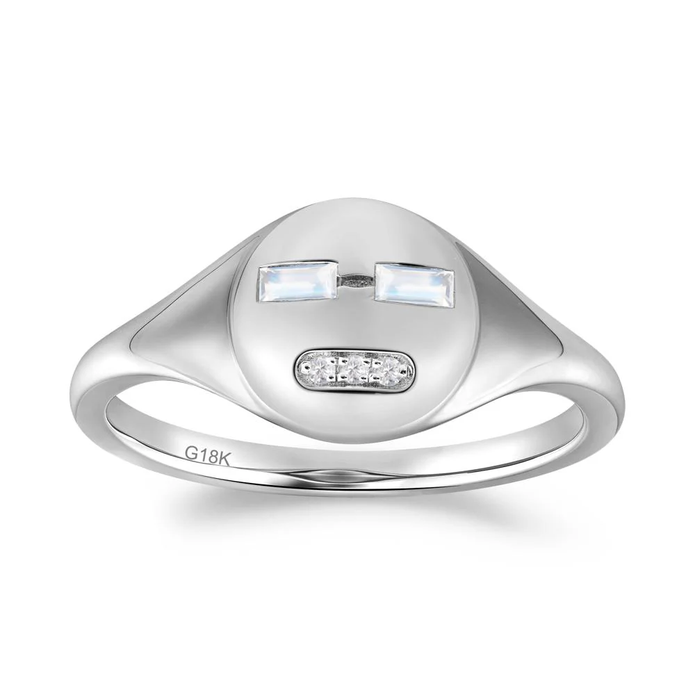Abstract Face Inspired Moonstone Signet Ring - Image 6